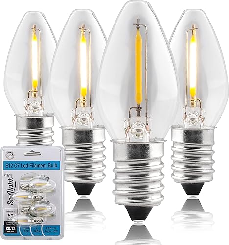 Miniatura 10 de Bombilla LED nocturna  Bombillas LED C7 E12  Bombillas de candelabro equivalente a 1 W bombilla incandescente de 10 W, blanco cálido 2700 K, velas