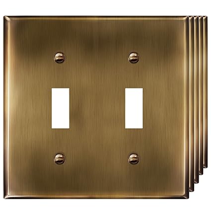 Double Toggle Light Switch Metal Cover Plate, Stainless Steel Wall Plate, Corrosion Resistant, Standard Size 2-Gang 4.50