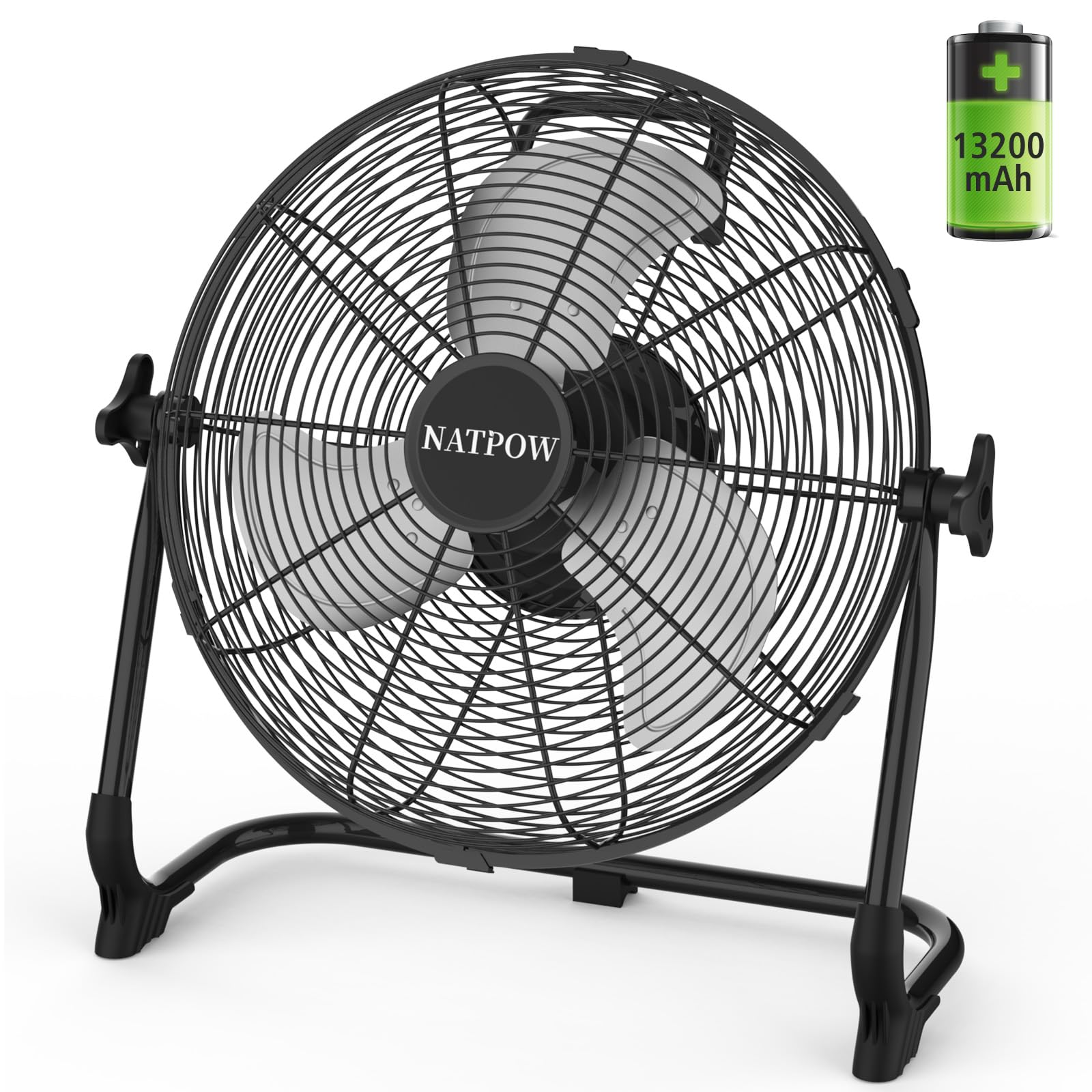 Ventilateur de bureau USB NATPOW 30,5 cm rechargeable sur batterie pour table et sol