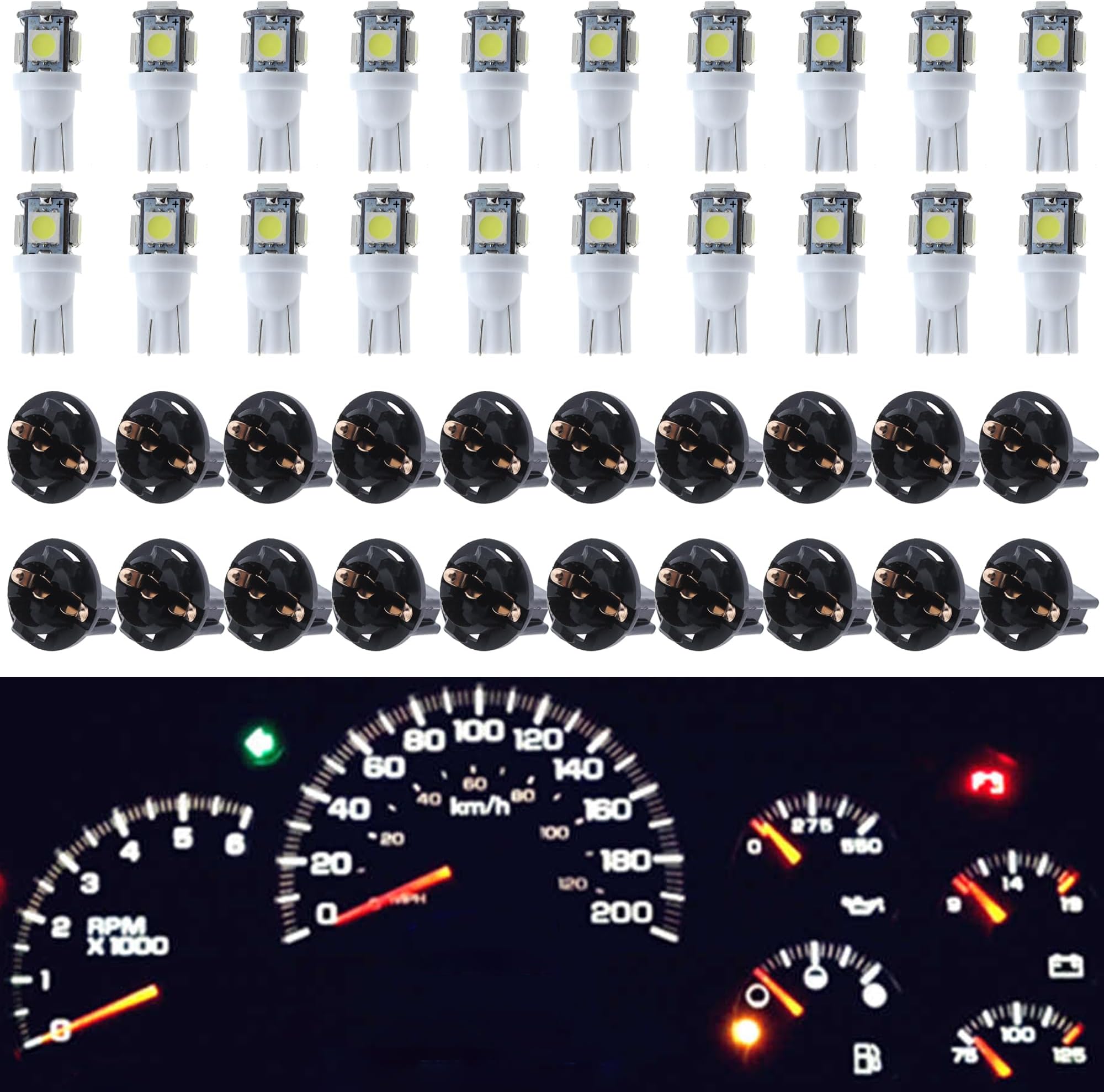 GLOFE White T10 LED Bulbs Dash Lights Dashboard Instrument