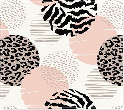 Mouse Pad, Minimalism Marble Style Computer Pad, Anti-Slip Rubber Mouse Mat with Stitched Edges for Gaming, Office, Laptop, PC, Women, 9" x 8" Thick 3 mm, Bohemian Leopard