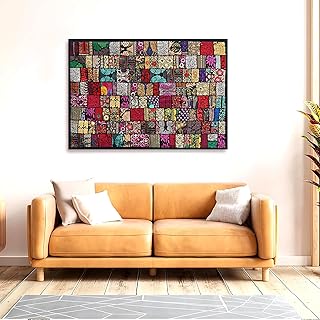 Indian Handmade Embroidered Patchwork Wall Hanging Tapestry – Vintage Sa...