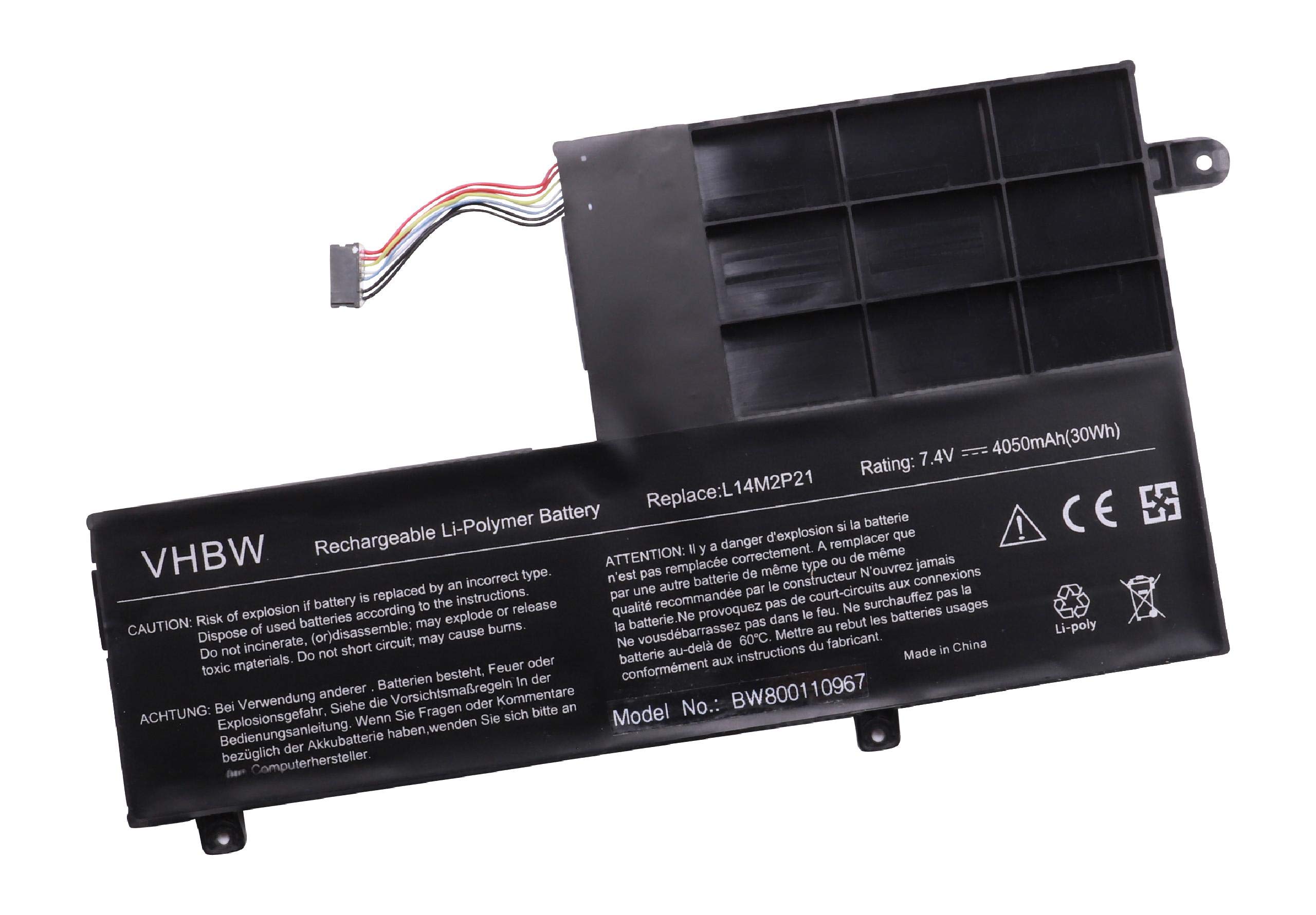 vhbw batteria sostituisce Lenovo L14M2P21, SB10W67161, SB10W67207, SB10W67230, L14L2P21 per notebook (4050mAh, 7,4V, Li-Poly)