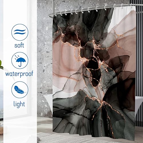 Miniatura 9 de Seorsok Bonita cortina de ducha de leopardo gris, moderna y simple, para el hogar, cortina de baño, decorativa, de secado rápido, lavable, tela de