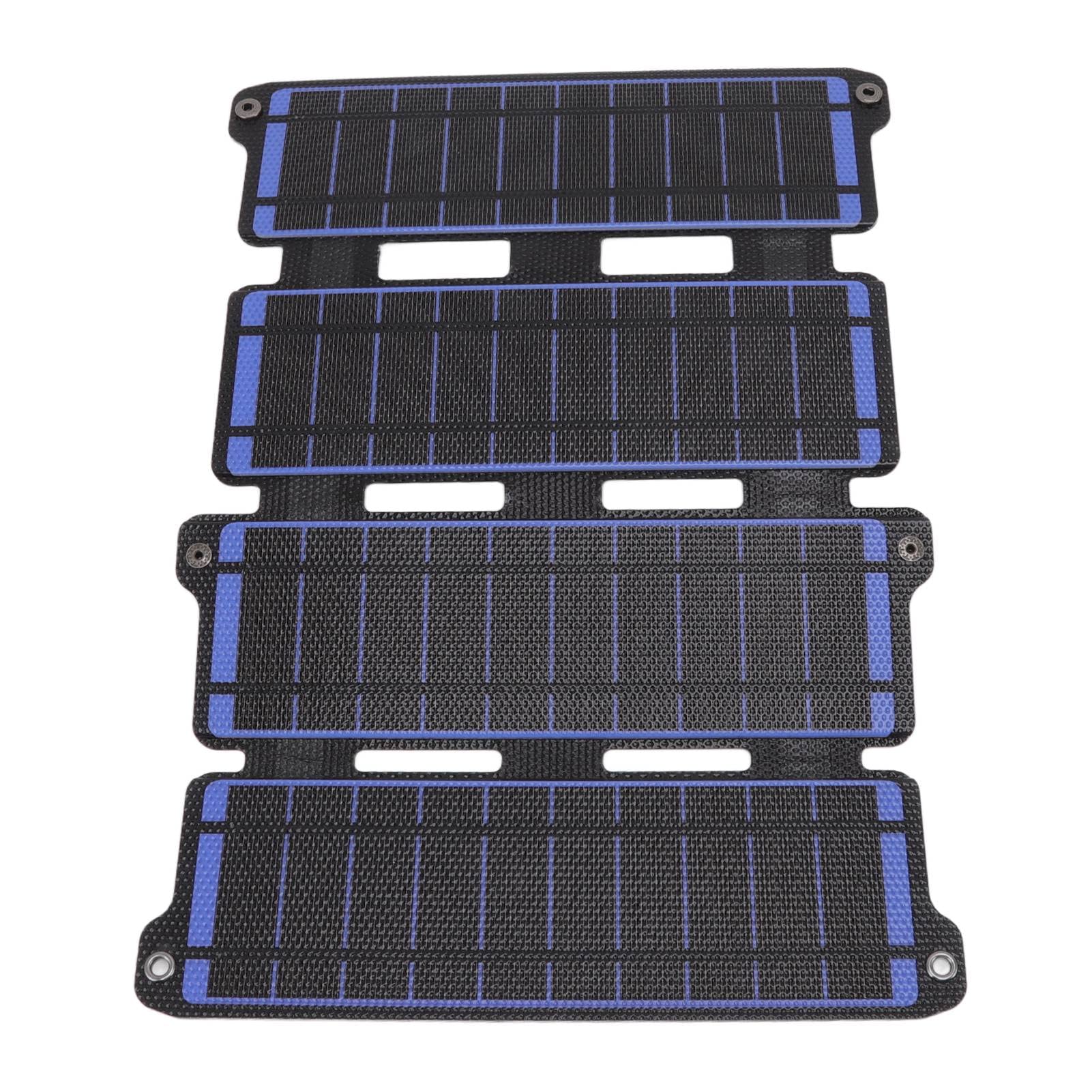 Panneau Solaire Flexible en Silicium Monocristallin 14 W avec 2 Sorties USB pour Téléphones Mobiles, Camping-cars, Navires – Panneau Solaire Pliable Extérieur Léger (BLUE)