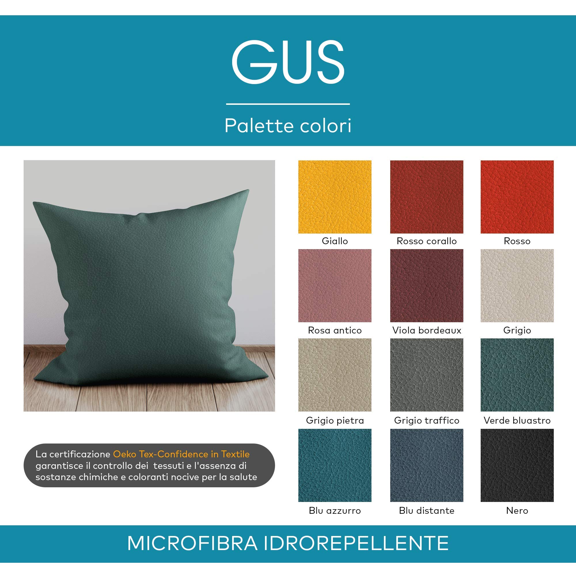 Deshome GUS - Tessuto al Metro Idrorepellente effetto Pelle per divani, cuscini, complementi d'arredo (Rosso corallo, 10 metri)