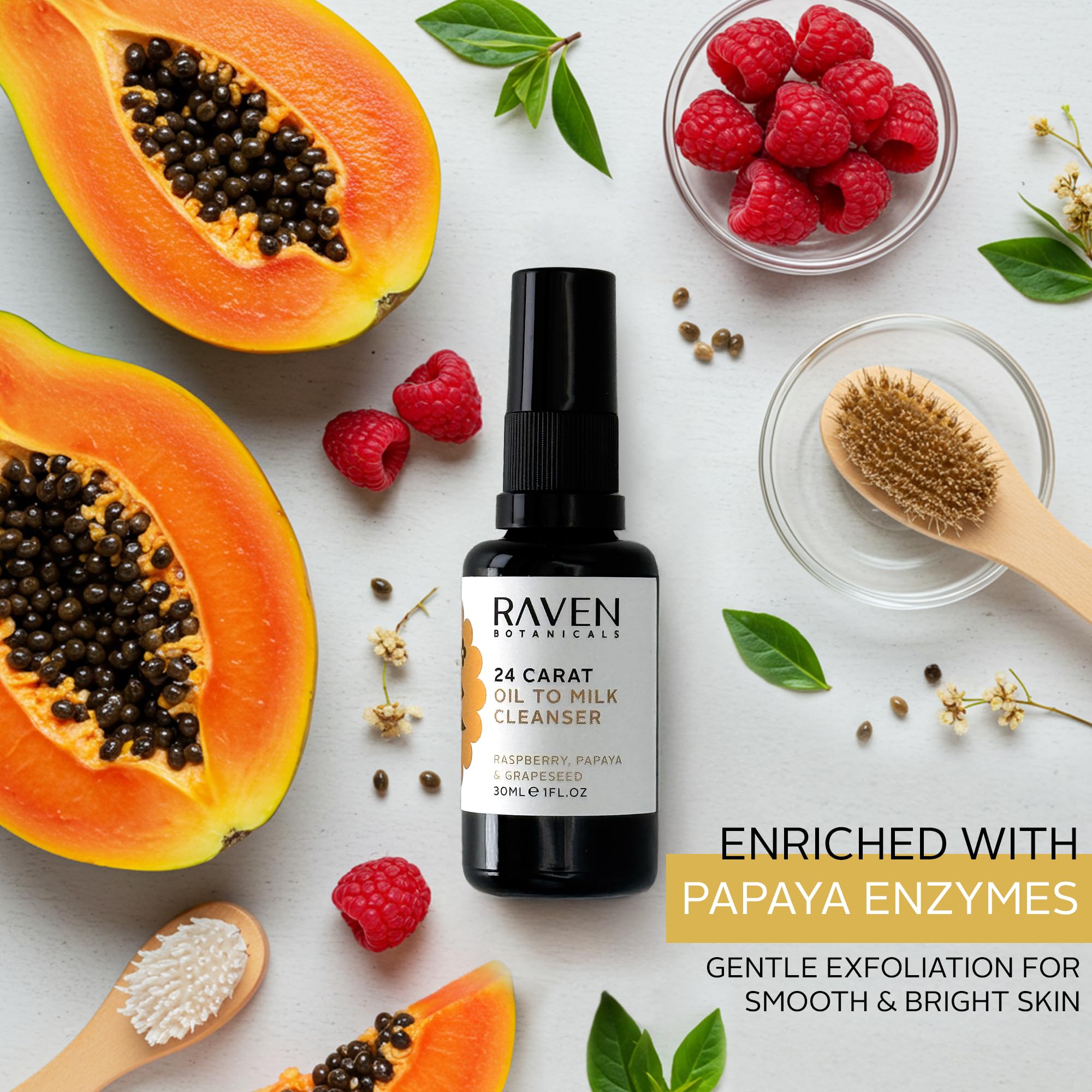 Raven Botanicals, 24 Carat Oil to Milk Cleanser, Gentle Exfoliating Formula, Vegan, Cruelty-Free, Preservative-Free - Image 2