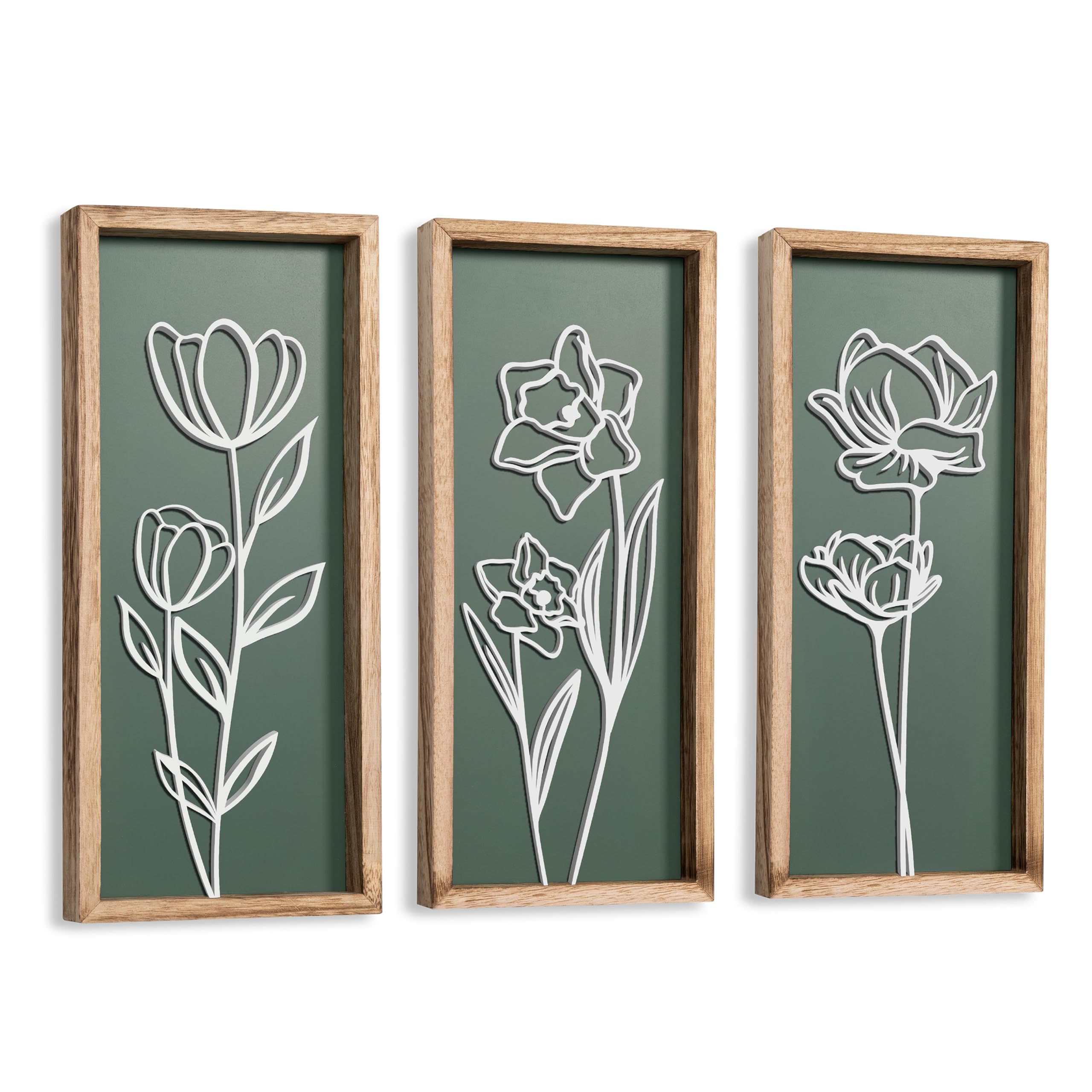 Tide and Tales 3D Floral Green Wall Art