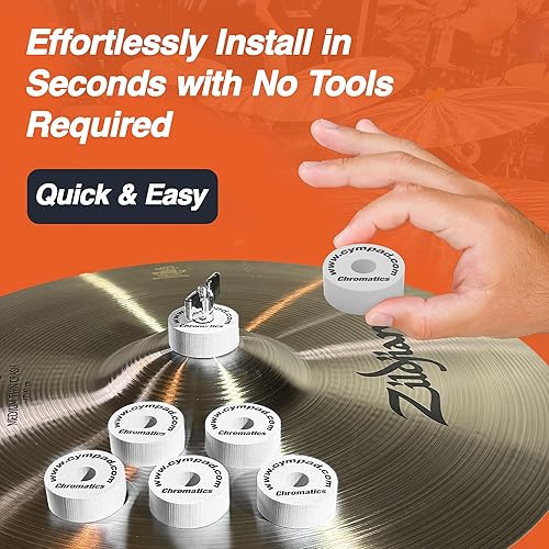 Miniatura 6 de Cympad Chromatics - Juego de almohadillas de espuma para platillos en blanco  Arandelas de espuma de memoria de alta densidad para mejorar el sonido