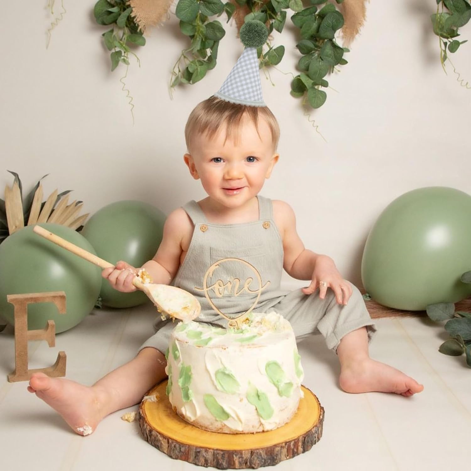 Gingham 1st Birthday Hat - Boy/Girl 1st/2nd/3rd/4th Birthday Decorations,Gingham 1st Party Hat