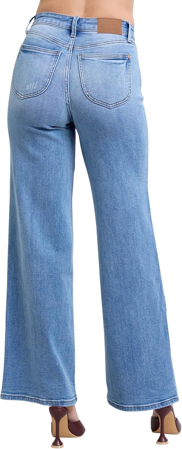 Judy Blue Women's High-Rise Vintage Wash Retro Wide Leg Jeans - Image 3