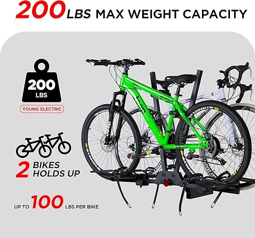 Miniatura 2 de Rockland Portabicicletas plegable para 2 bicicletas, capacidad de 200 libras, soporte de enganche para bicicletas con 2 postes, se adapta a