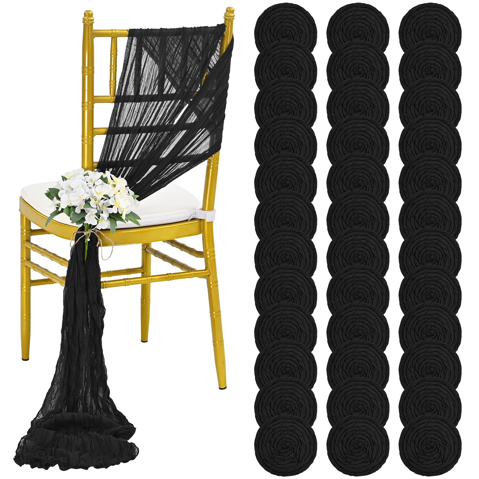 Bandas de silla para bodas y recepciones románticas pack de 36 lazos de gasa suave lavable