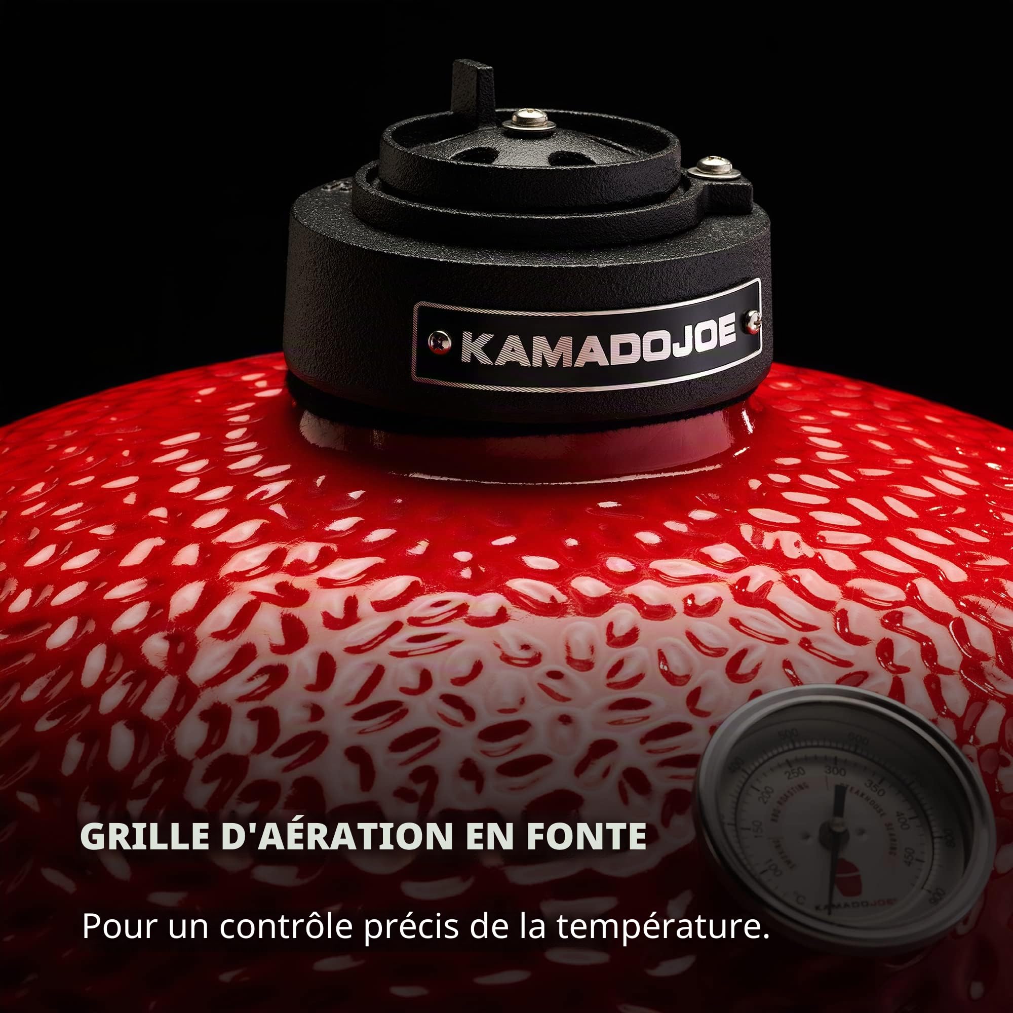 KamadoJoe Classique Joe I 18-inch Gril au Charbon de Bois en Rouge avec Panier, Étagères latérales, Griffe à Gril, et Ash Tool