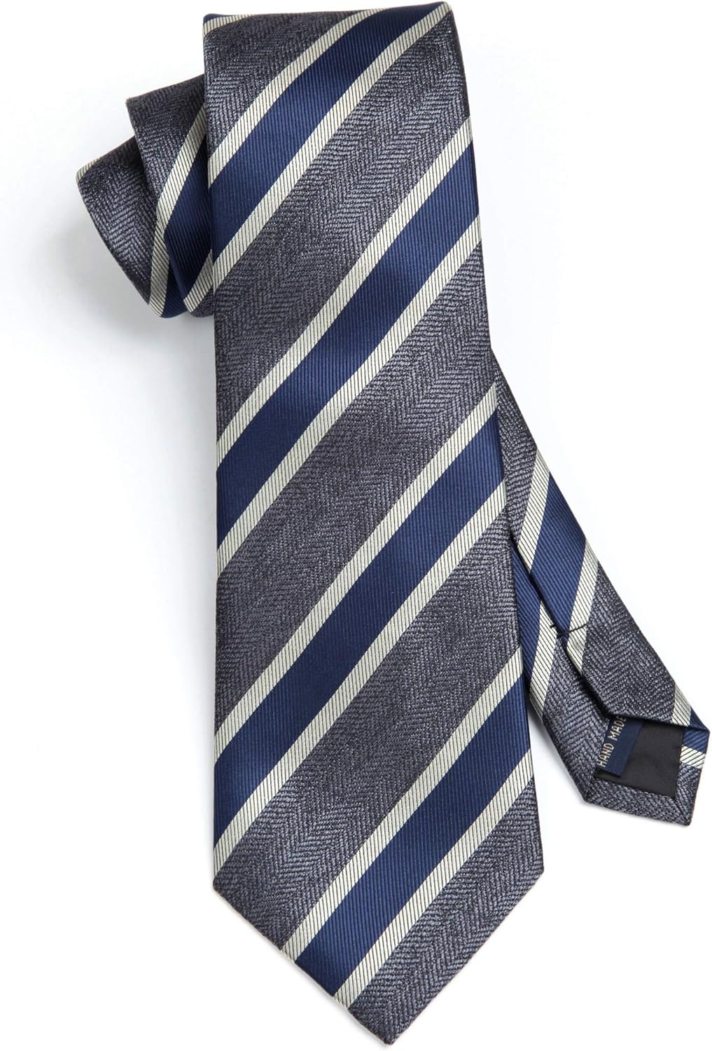 HISDERN Mens Ties Striped Ties for Men Formal Tie and Pocket Square Set Necktie for Wedding Business Graduation - Image 7