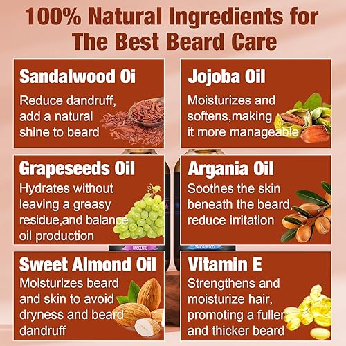 Vista 10 de FULLLIGHT TECH Bálsamo para barba, paquete de 2 – aroma cítrico – Aceites de coco, argán, jojoba – Estiliza, hidrata y suaviza barbas y bigotes