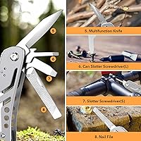 Vista 4 de Multiherramienta 26 en 1, multiherramientas profesionales de acero inoxidable, alicates multiherramienta, alicates de bolsillo con funda