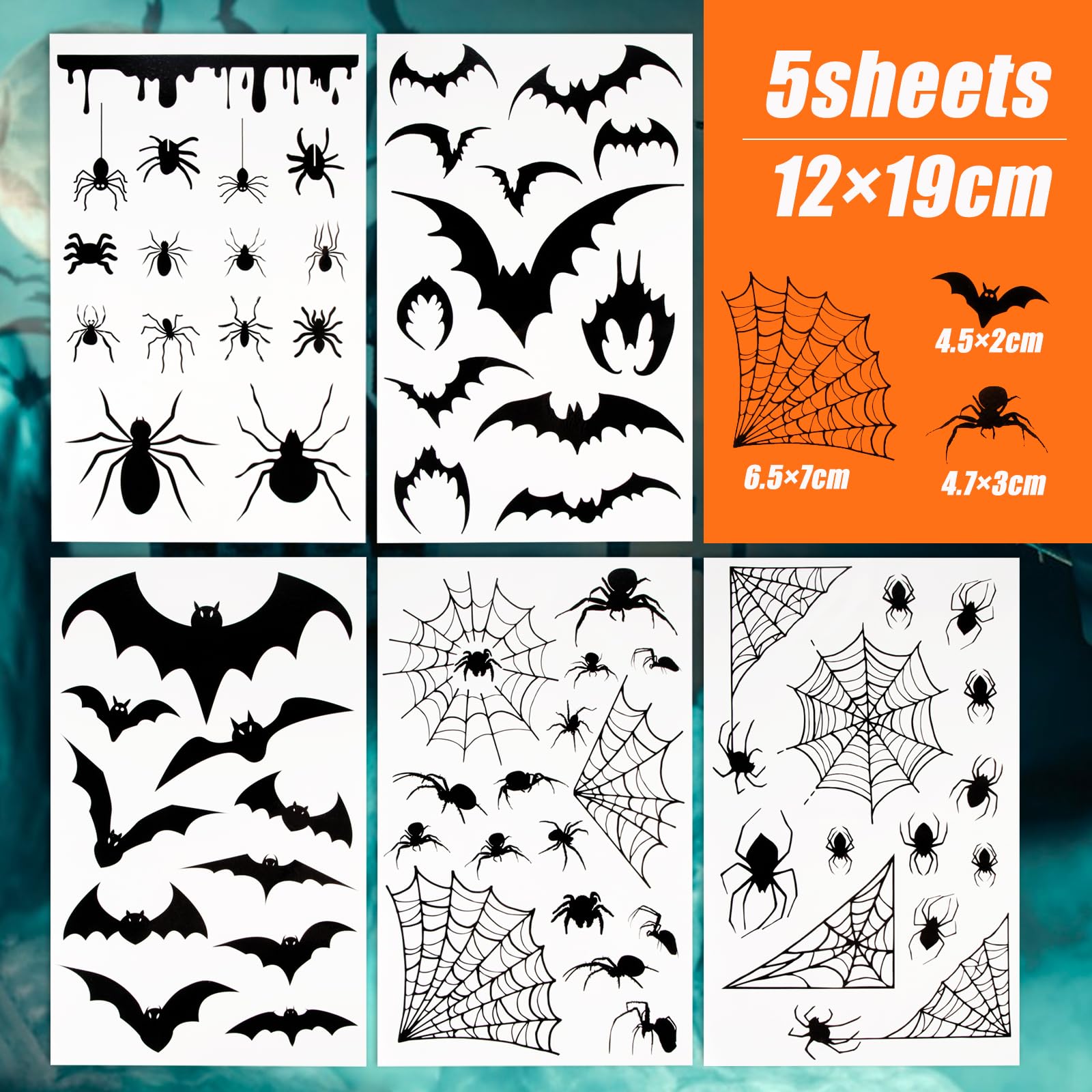 Autocollant pour fenêtres d'Halloween, chauve-souris