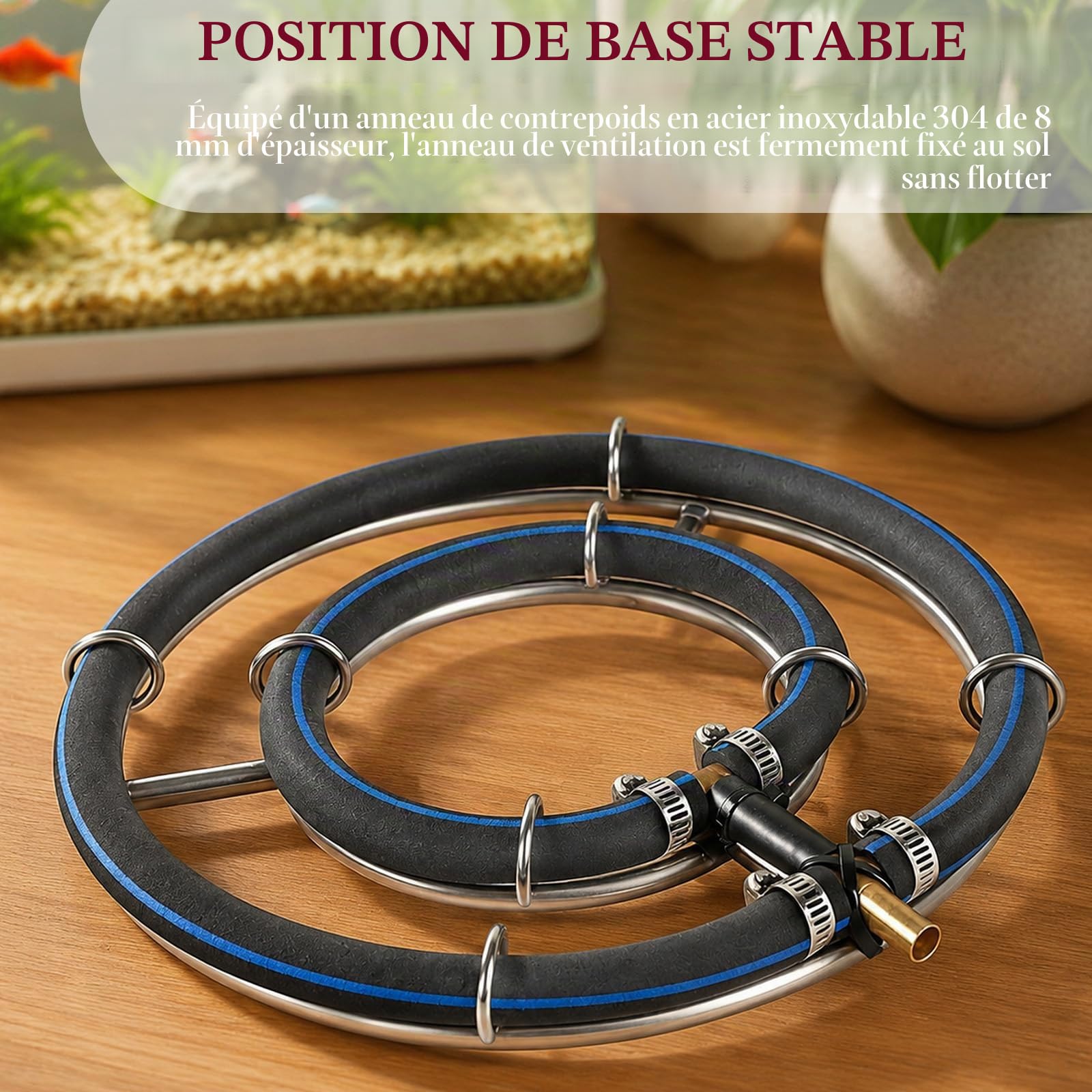 Aérateur De Bassin, Anneau d'Aération φ25cm 2 en 1 (φ25cm) | Avec Tuyau De 9 Mm De Diamètre - 5 m Pour Aquarium l'Enrichissement En Oxygène Du Bassin De Jardin