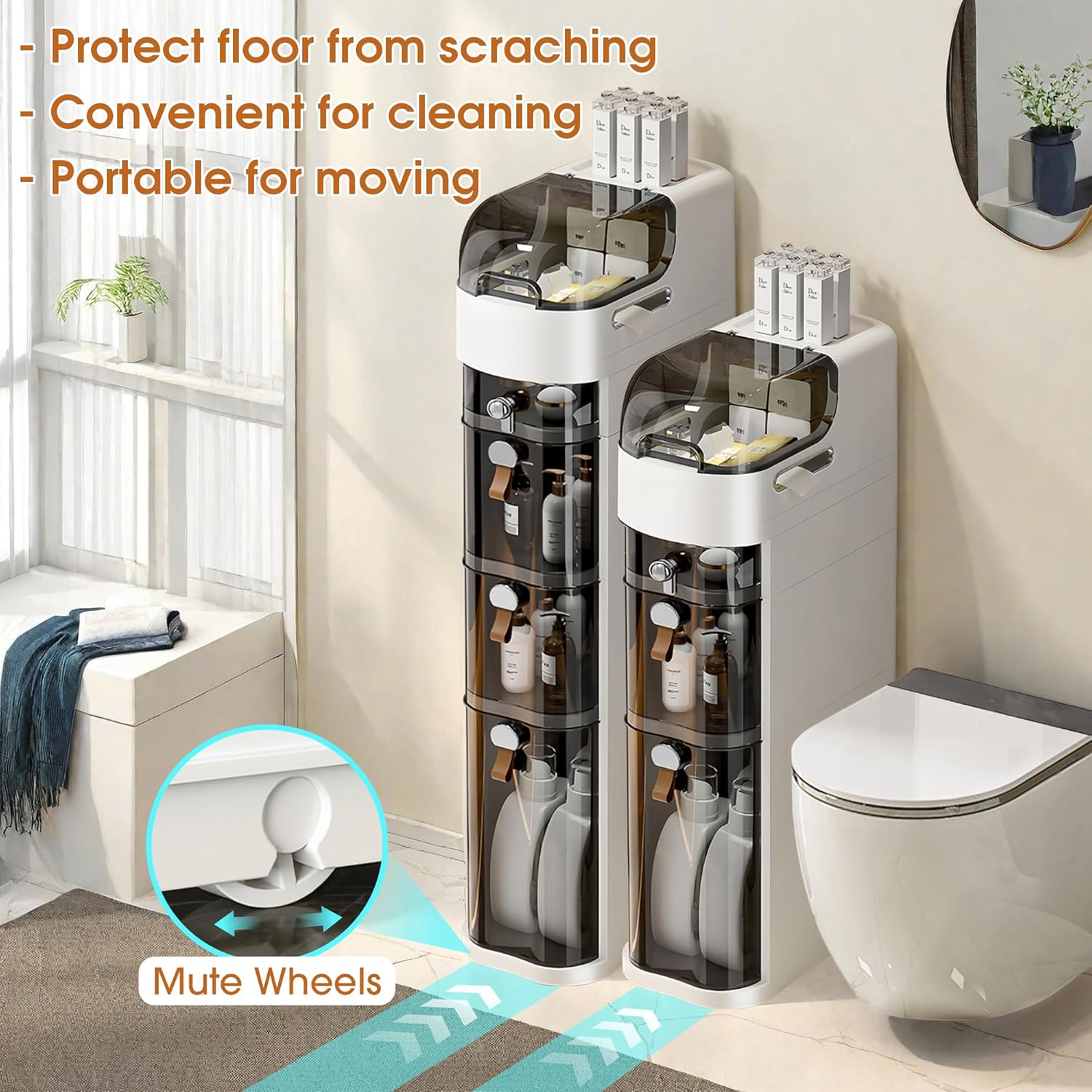 Slim Bathroom Storage Cabinet, Narrow Cabinet Dresser with Toilet Paper Storage, for Small Spaces, Kitchen, Laundry, Office, Bedroom, 3 Drawers