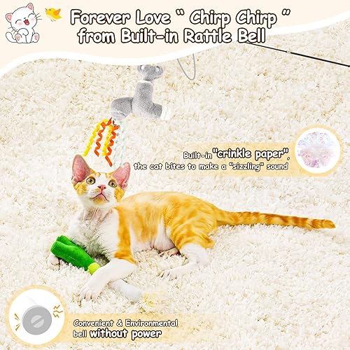 Miniatura 4 de ORSDA Juego de juguetes para gatos, paquete de 5, papel de sonajero y arrugado integrado, pateador interactivo para gatitos de interior, pájaros