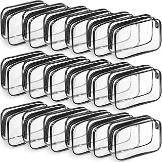 18 Pack Clear Makeup Bags Clear Cosmetic Bag PVC Plastic Zippered Pouches Portable Toiletry Bags for Women Men Travel Vacation Bathroom Organizing (Black Border)