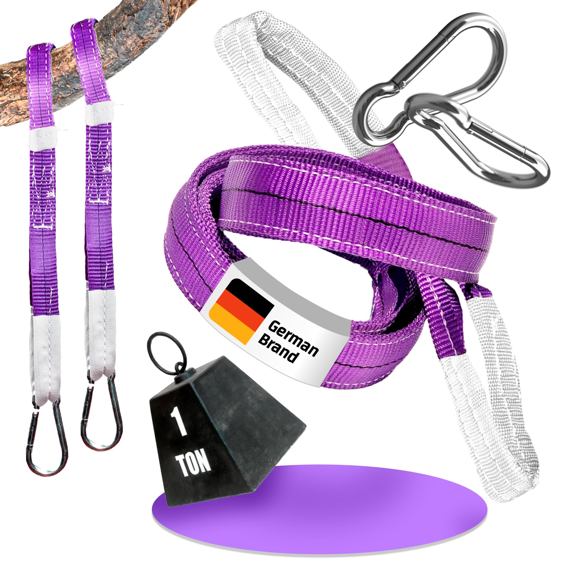 EverStraps Fixation Balançoire Arbre 2 x 1000 kg 1M Ultra Résistant pour Balançoire Arbre, Fixation Hamac, Suspension Balançante, Suspension de Chaise Suspendue, Sangle Arbre