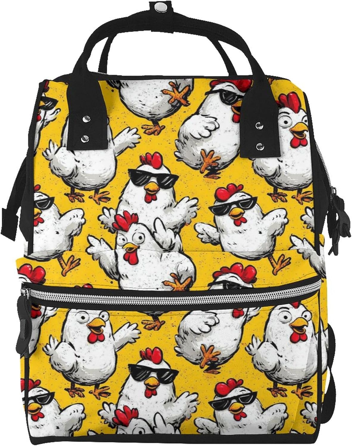 Funny Chicken 3 Pattern Diaper Bag Backpack Multifunctional Baby Bags for Baby Girls & Boys Large Capacity Travel Diaper Bags for Moms and Dads