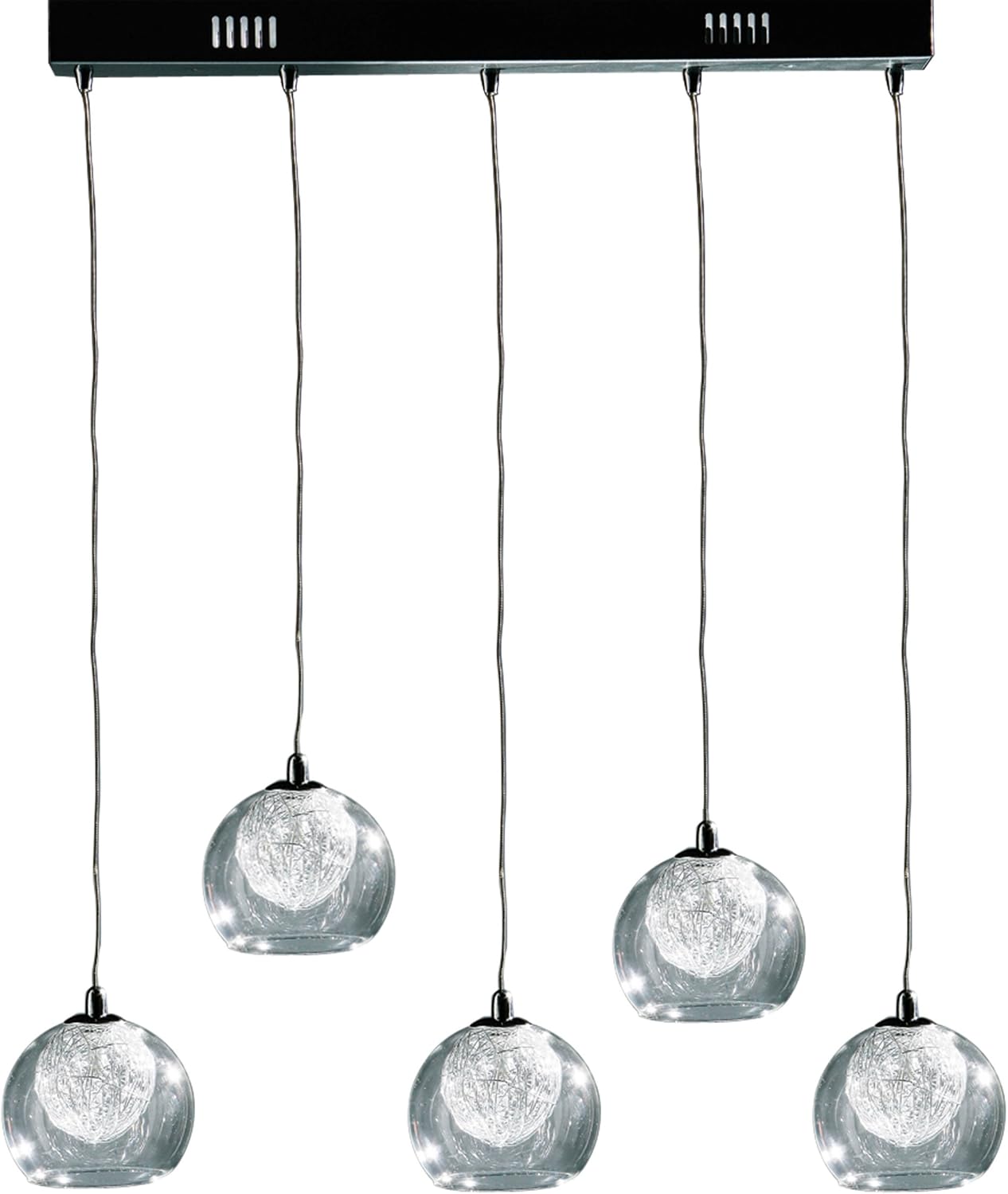 Premier Housewares Luma 5 Individual Chrome and Glass Ball Ceiling