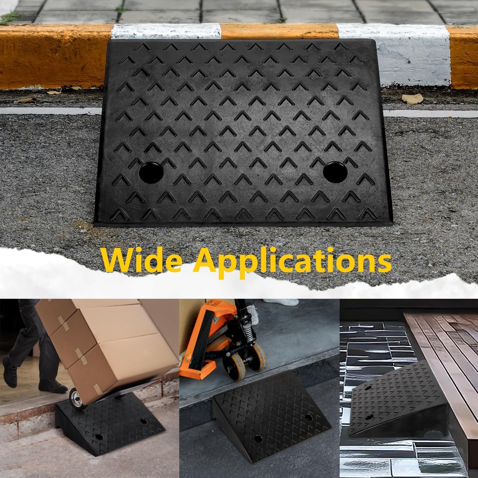 Rampa Podjazdy progowe z - Podjazd krawężnikowy z Antypoślizgowy podjazd dla wózków inwalidzkich Podjazd ze stopniem drzwiowym(50 * 32 * 9cm)