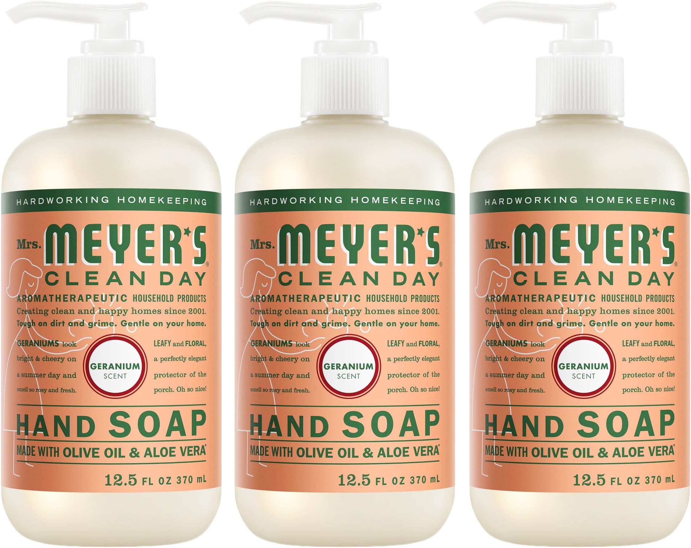 Geranium : Mrs Meyers Hand Soap, Geranium, 12.5 Fluid Ounce (Pack of 3)