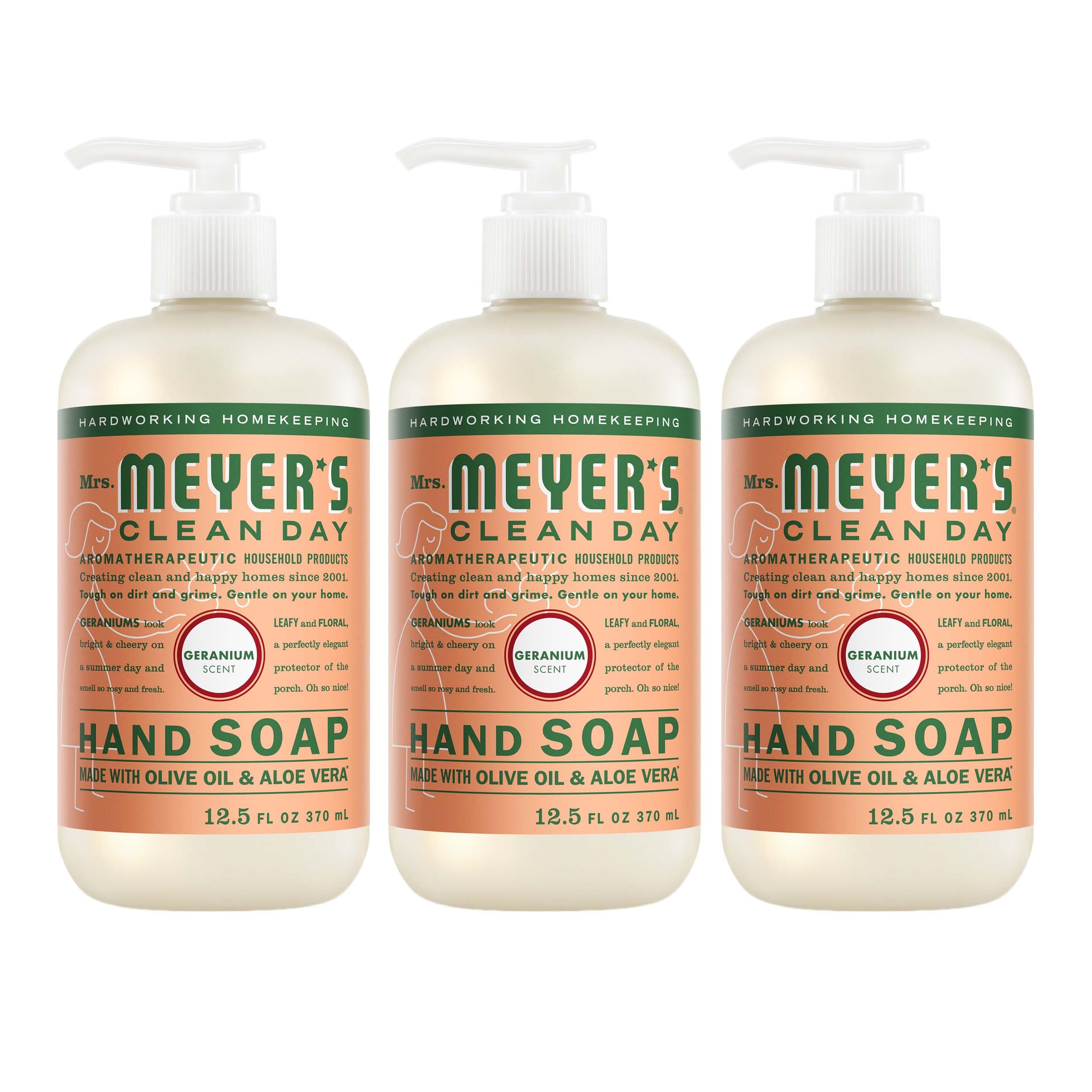 Geranium : Mrs Meyers Hand Soap, Geranium, 12.5 Fluid Ounce (Pack of 3)
