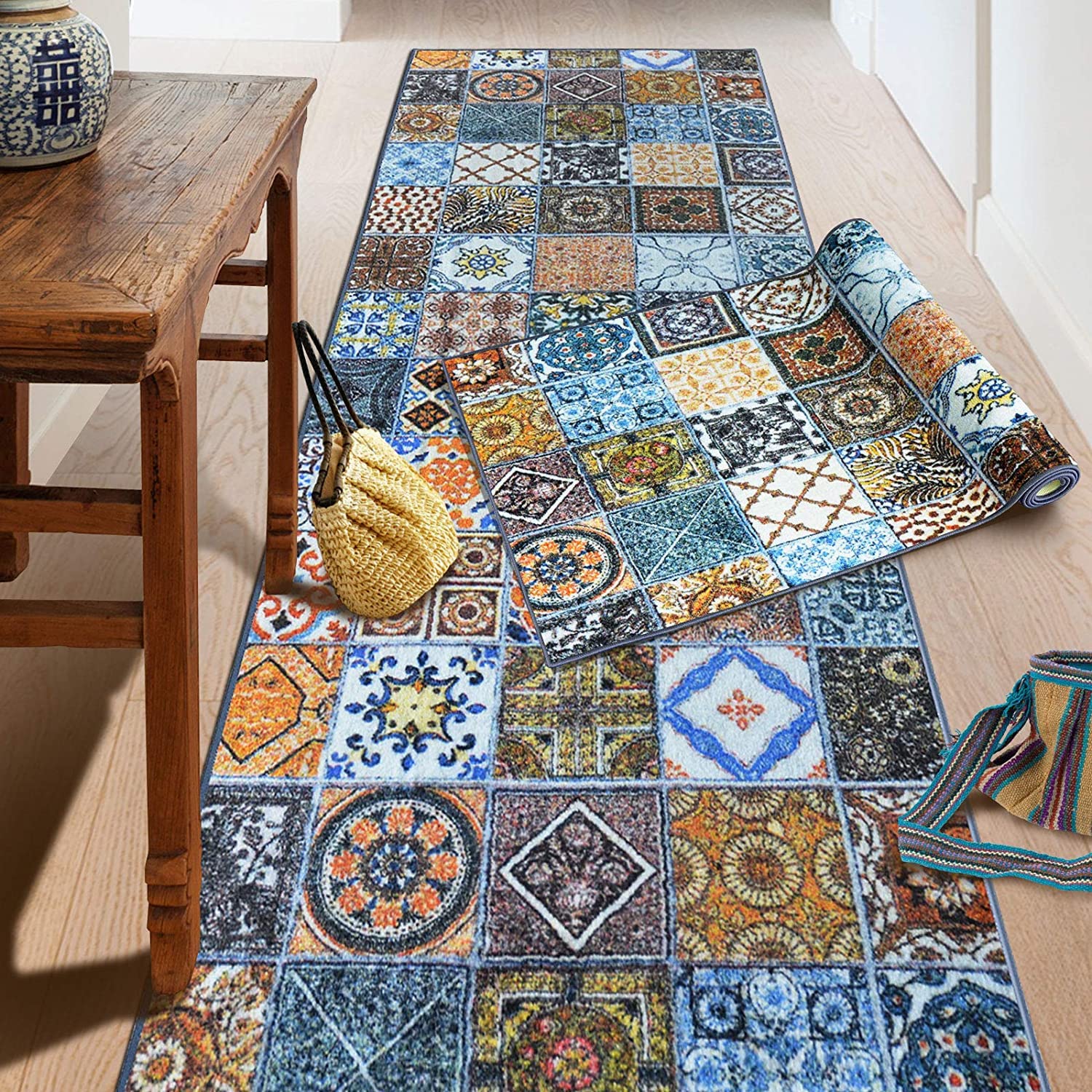Bonita Tapis de couloir sur mesure | Tapis moderne pour couloir, cuisine, chambre à coucher | vendu au mètre, plusieurs tailles | antidérapant, robuste et facile d'entretien (80 x 300 cm)