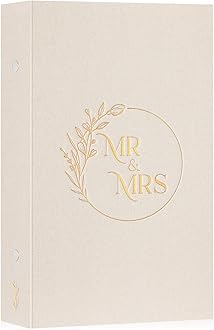 Lanpn Wedding Photo Album 4x6 300 Pockets, Linen Cover Newlywed Marriage Albums Slip in Holds 300 Horizontal Photos (Beige)