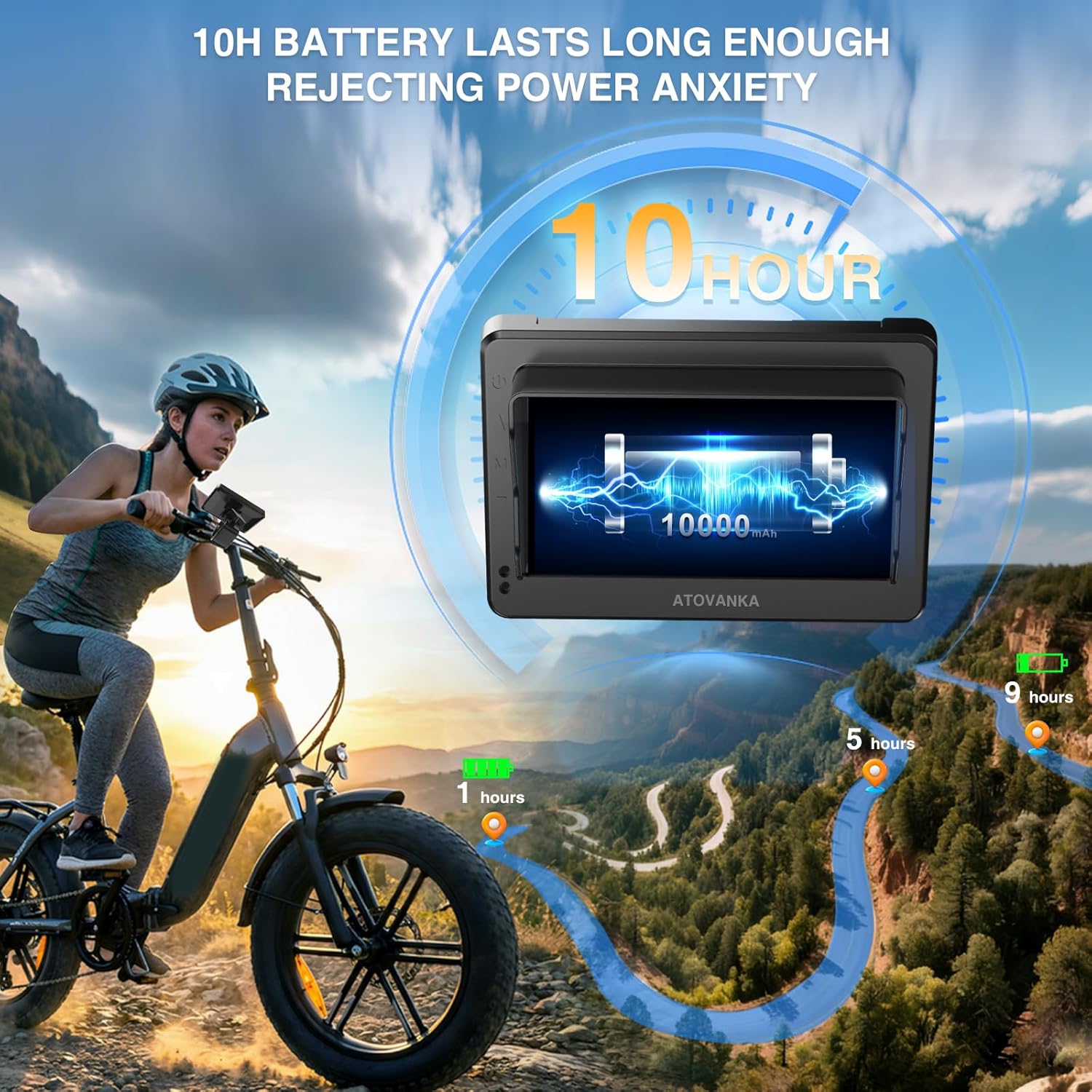 Bicycle Rear View Camera with Zoom Function, 10-Hour Battery Life, 4.3'' 1080P HD Display, Adjustable Angle 130°/110°/90°/60° Bike Camera for Ebikes, Mopeds, Road & Mountain Bikes