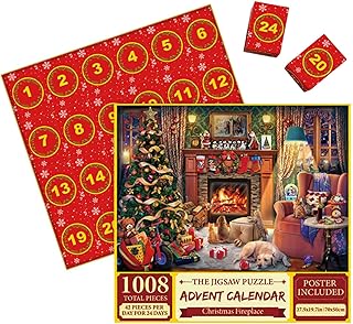 Calendário do Advento com contagem Natal,Feliz Natal 2023 Calendário do Advento do quebra-cabeça - 1008 peças quebra-cabeças férias com contagem Natal para Guanglu
