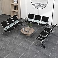 Vista 1 de Cómodas sillas de recepción de 3 asientos, banco de sala de espera con marco de metal, sillas de recepción de vestíbulo de piel sintética