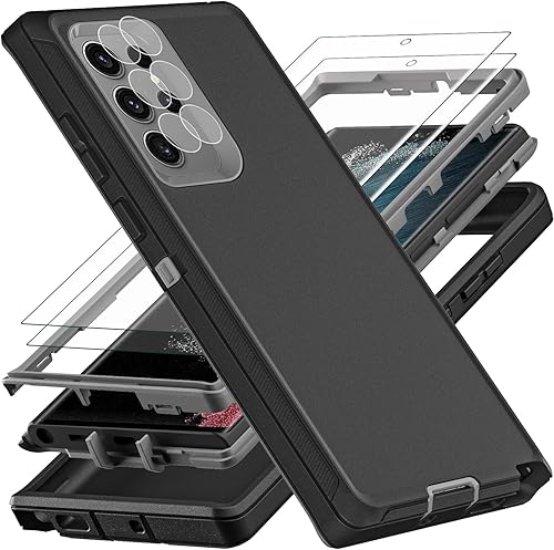 YKHJKLEC Funda para Samsung Galaxy S22 Ultra, grado militar, a prueba de golpes, caĂdas y polvo, con 2 protectores de pantalla de TPU flexible YKHJKLEC Funda para Samsung Galaxy S22 Ultra, grado militar, a prueba de golpes, caĂdas y polvo, con 2 protectores de pantalla de TPU flexible