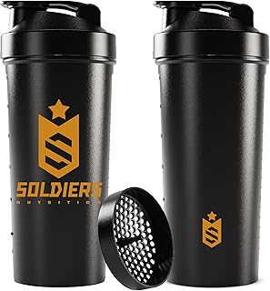 Coqueteleira Slim 600ml - Soldiers Nutrition (Preta Logo Dourado)