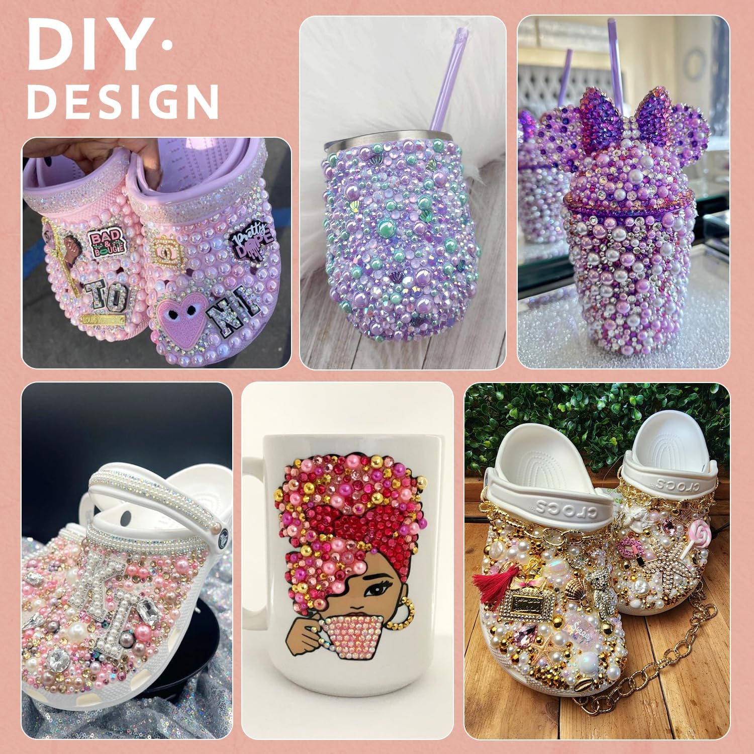 14000PCS Flatback Pearls and Gold Rhinestones for Bedazzling Kit, White Brown Mixed Size 3-10mm Resin Rhinestones Gems and Half Pearls for Crafting, Nail Art Crafts Decoration - Image 6