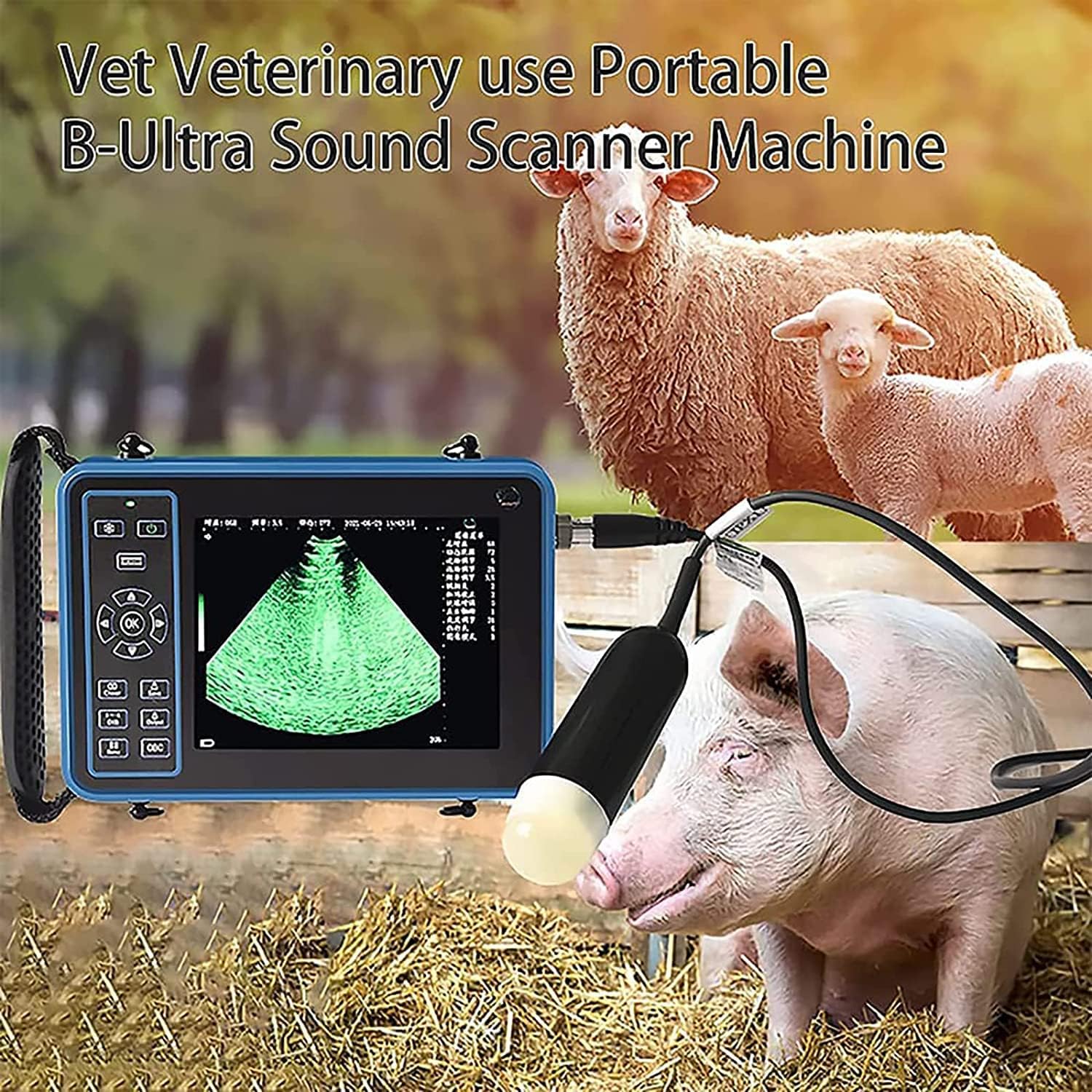 Scanner veterinario portatile ad ultrasuoni | Sonda da 3,5 MHz per pecore maiali e capre | Attrezzatura diagnostica professionale per bestiame B-Scan portatile
