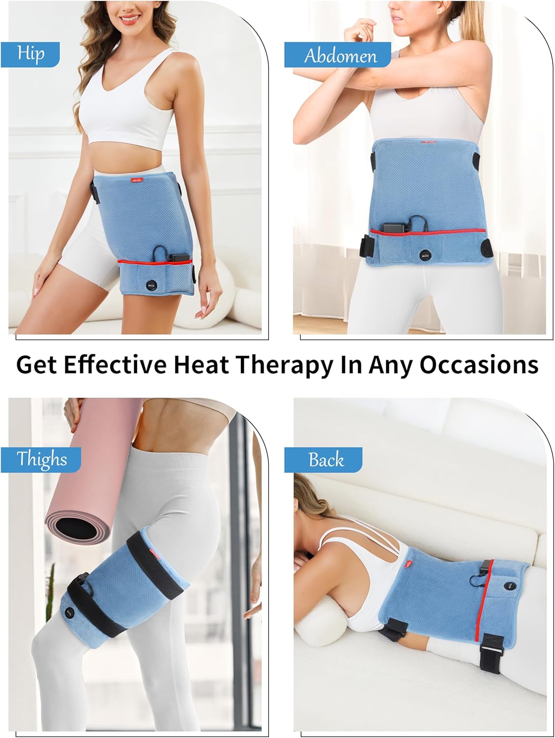 Cordless Hip Heating Pad for Hip Support Brace,Heated Hip Wrap with 10000mAh Battery and 3 Heating Modes for Lower Back,Thigh/Legs,Buttock,Portable Electric Heat Pad for Women Men - Image 6