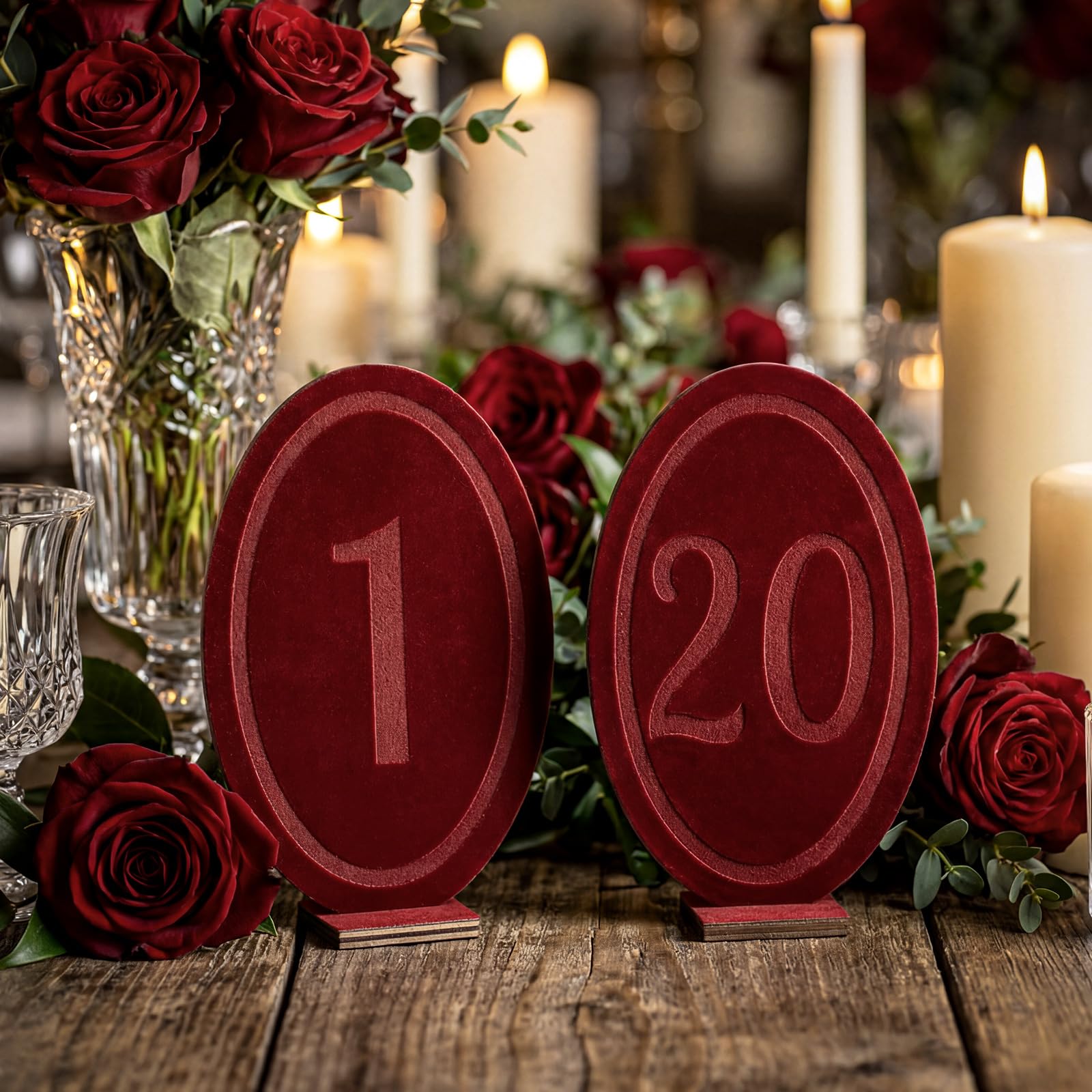 Photo 1 of Yookeer Wedding Table Numbers, 20 Pcs, Burgundy, 1-20