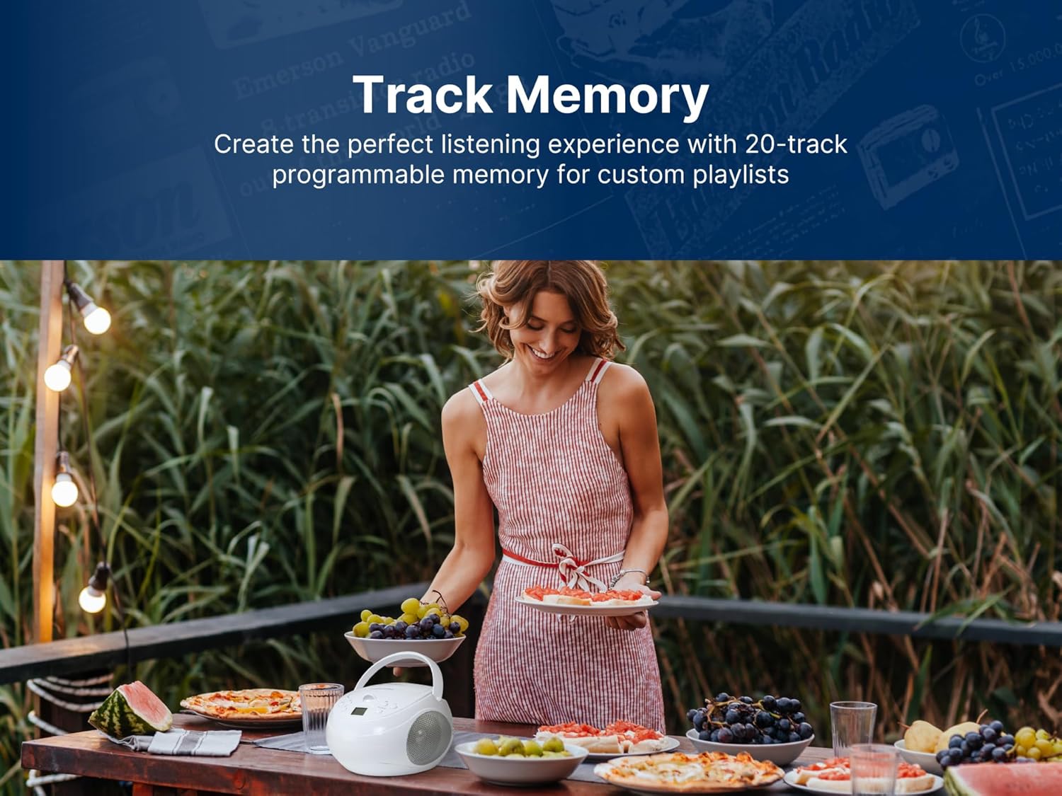 Emerson EPB-3006 Portable CD/MP3 Player Boombox with dimensions