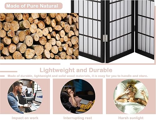 Miniatura 4 de Divisores de habitación y pantallas plegables de privacidad pantalla Shoji de 4 paneles separadores de pared chinos de 6 pies con tela impermeable