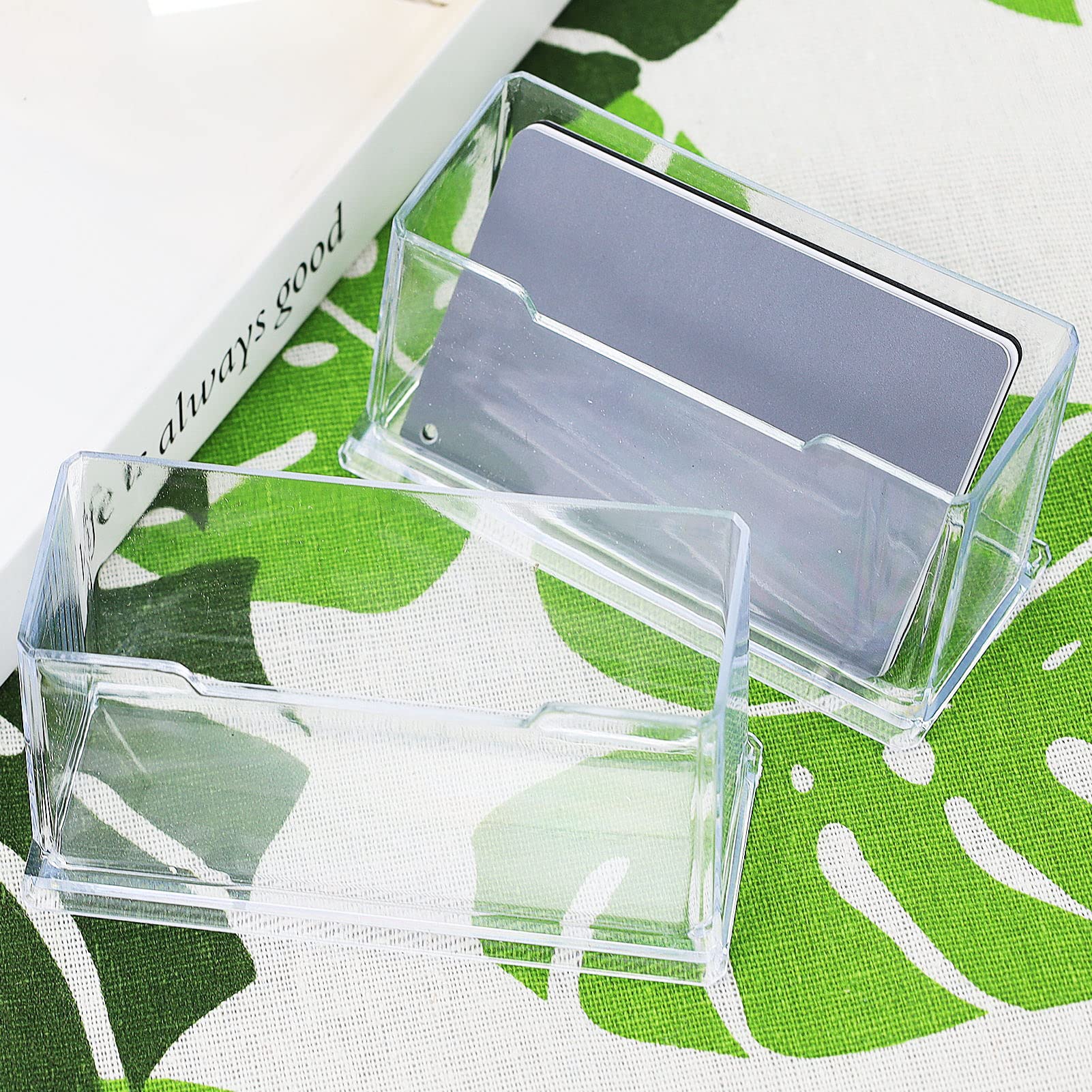 MAOQYE 10 Pack Business Card Holder,Transparent Acrylic Card Display Plastic Card Stand Acrylic Card Holders for Desk Tidy Office Accessories Business Card Holder - Image 2
