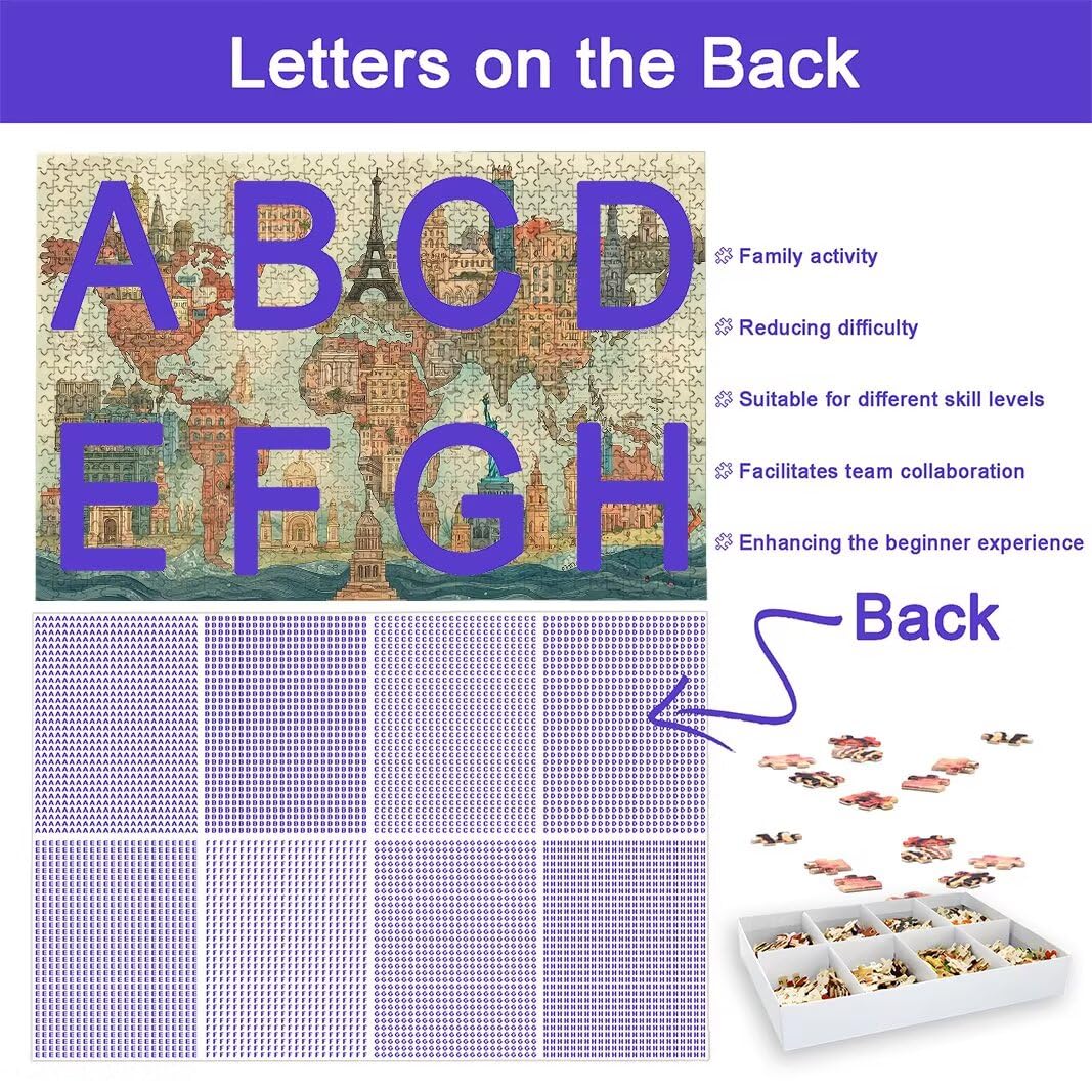 Puzzle 3000 Piezas Mapa, Puzzle Viajar para Adultos, un Rompecabezas Desafiante para Adultos, Rompecabezas Madera para Toda la Familia, Puzzles con Caja para Decoracion Hogar, Regalo Mujer, -7700