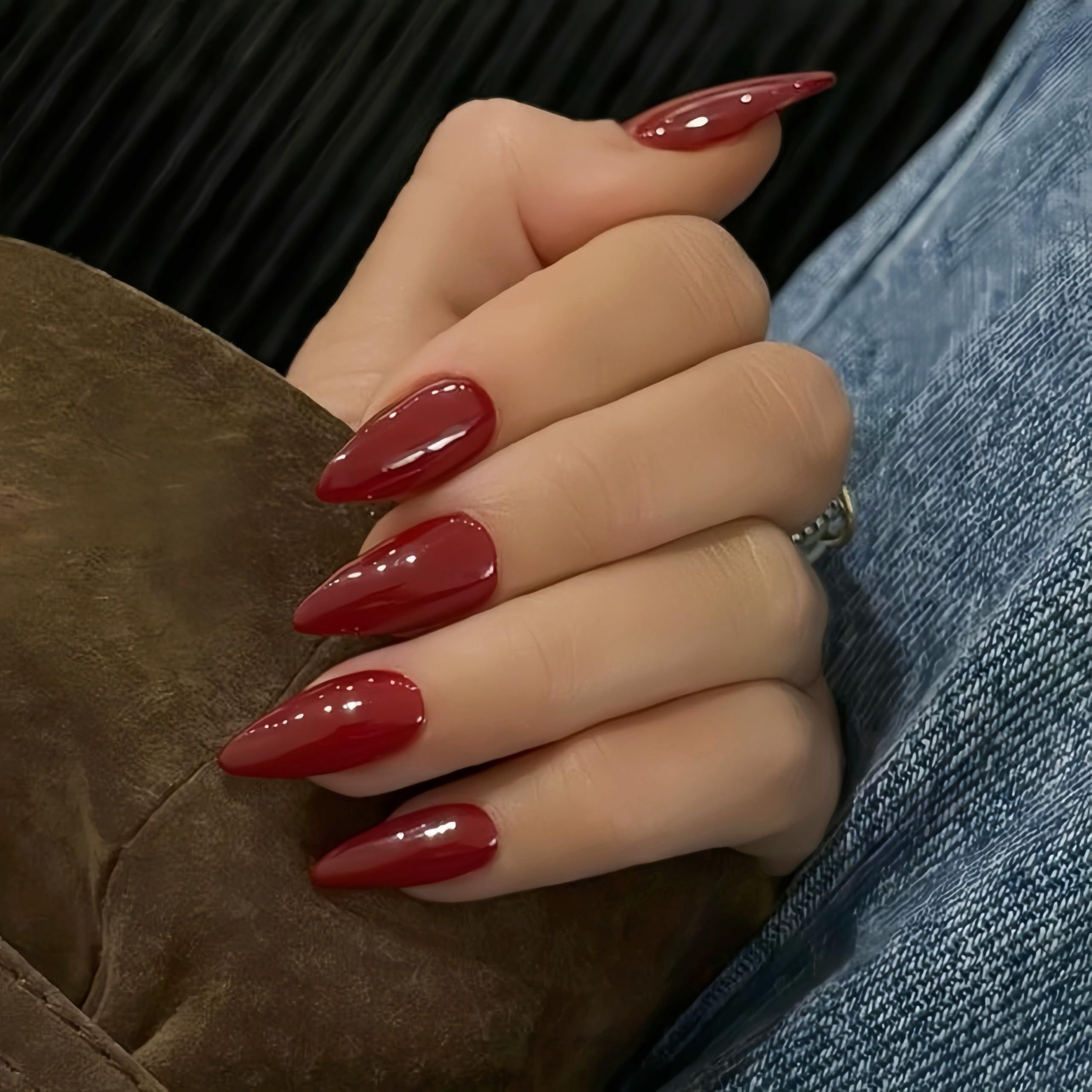 SXVME Red False Nails Medium