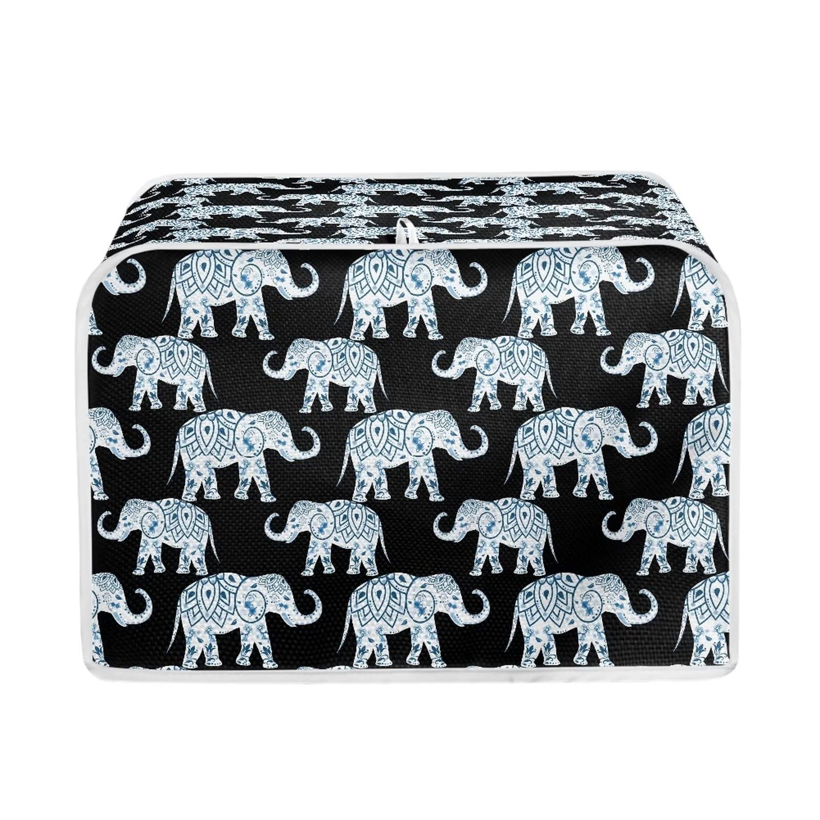 Xoenoiee Elephant Pattern Toaster Covers 2 Slice Wide Slot Dust Cover Case with Handle Toaster Cover Case Small Appliance Covers Toaster Bag Protector, S