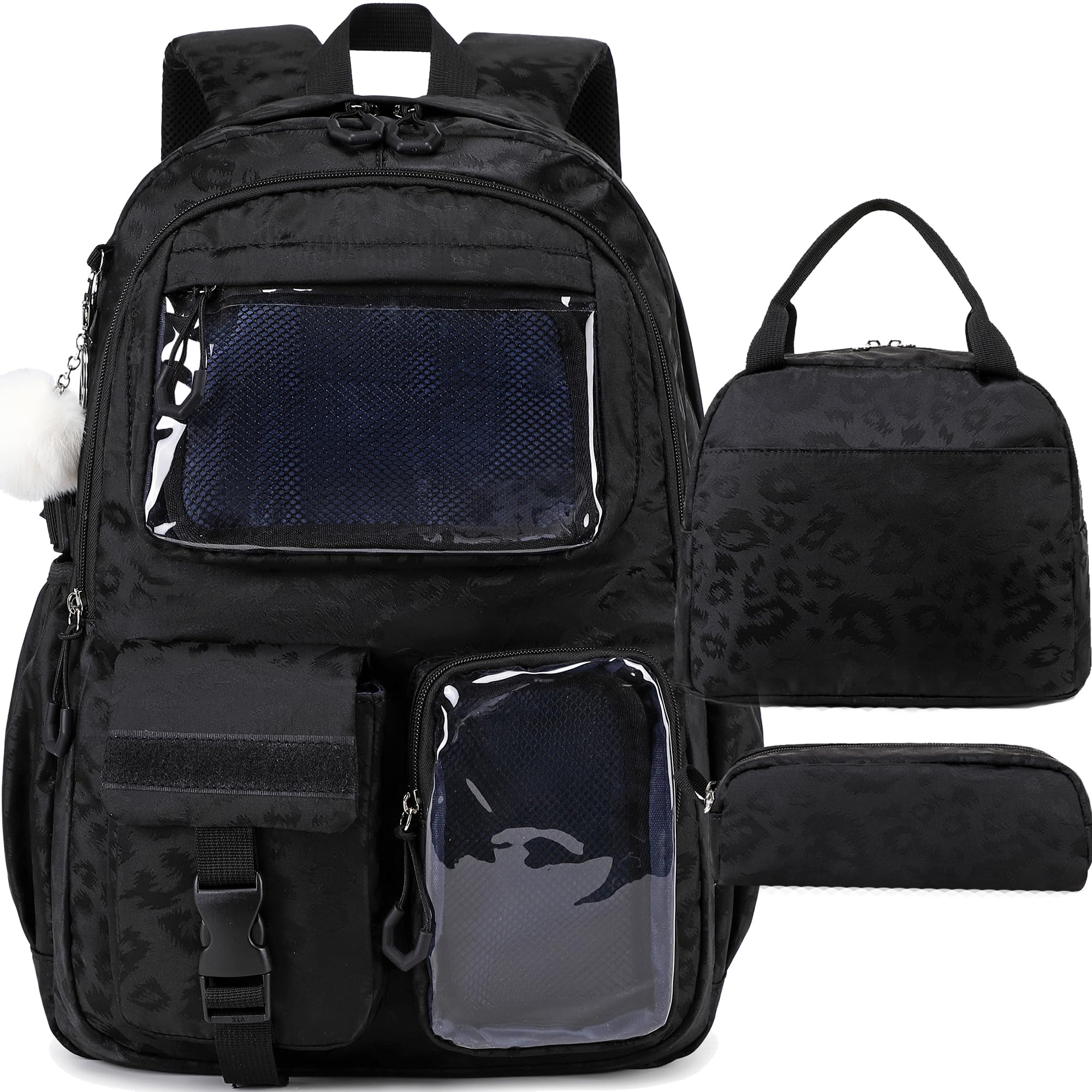 Jumpopack Backpack for Girls School Backpack for Kids Girls Backpack with Lunch Box,Kid Bookbag School Bag for Elementary,Leopard Ita Bag